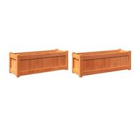 Makastle Lot de 2 Jardinière en Bois Rectangulaire Lit Surélevé, Bac à Fleurs Jardin, Exterieur Plante Lit, Pot de Fleurs sur Pieds, Pot de Plantes, Exterieur Potager Jardin, 90x31x31 cm