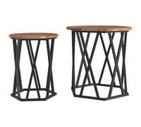 Makastle Lot de 2 Tables D'appoint Gigognes, Ornement Moderne, Empilable Table Basses pour Bureau, Salon, Chambre, 50x50x50 cm Ancien Bois D'ingénierie