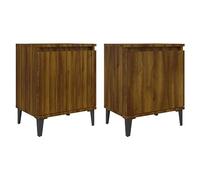 Makastle Lot de 2 Tables de Chevet, Simplistic Tables d'Appoint avec Compartiment, Table de Nuit Adulte Chambre Salon Moderne, Assemblage Facile, Chêne Marron 40x30x50cm