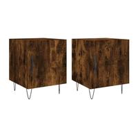 Makastle Lot de 2 Tables de Chevet, Table d'Appoint Tables de Nuit Bout de Canapé pour Entrée Chambre Salon, chêne fumé 40x40x50 cm Bois d'ingénierie
