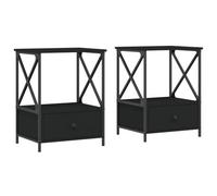 Makastle Lot de 2 Tables de Chevet, Table d'Appoint Tables de Nuit Bout de Canapé pour Entrée Chambre Salon, Noir 50x41x65 cm Bois d’ingénierie