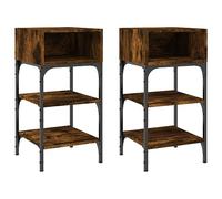 Makastle Lot de 2 Tables de Chevet, Table d'Appoint Tables de Nuit Bout de Canapé pour Entrée Chambre Salon, chêne fumé 35x34,5x70 c Bois d’ingénierie