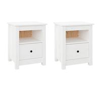 Makastle Lot de 2 Tables de Chevet, Table d'Appoint Tables de Nuit Bout de Canapé pour Entrée Chambre Salon, Blanc 40x35x49 cm Bois de pin Massif