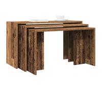Makastle Lot de 3 Table Basse gigogne de Salon, Table d'Appoint pour Entrée, Salon, Chambre, Vieux Bois Bois d'ingénierie