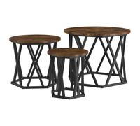 Makastle Lot de 3 Tables Basses Gigognes, Ornement Moderne, Empilable Table D'appoint pour Bureau, Salon, Chambre à Coucher, Chêne fumé 53x53x40 cm Bois D'ingénierie