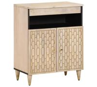 Makastle Meuble Commode avec 2 Portes en Bois, Buffet d'appoint, Armoire Latérale, Meuble de Rangement pour Salon, Chambre, Couloir, 60x33x75 cm Bois Massif de manguier