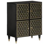Makastle Meuble Commode avec 2 Portes en Bois, Buffet d'appoint, Armoire Latérale, Meuble de Rangement pour Salon, Chambre, Couloir, 60x33x75 cm Bois Massif de manguier