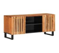 Makastle Meuble TV, Meuble de Salon, Console TV avec Portes et Étagères, Banc TV en Bois, Table TV, Support Télé, Meuble Tele, pour Salon et Bureau, 105x34x46 cm Bois d'acacia Massif