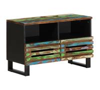 Makastle Meuble TV, Meuble de Salon, Console TV avec Tiroirs et Étagères, Banc TV en Bois, Table TV, Support Télé, Meuble Tele, pour Salon et Bureau, 70x34x46 cm Bois d'acacia Massif