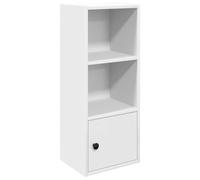 Makastle Petite bibliothèque avec 2 Compartiments et 1 Porte - Étagère sur Pied pour DVD - Étagère de Rangement - Étagères de Bureau - pour Salon, Bureau - Blanc - 31 x 24 x