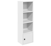 Makastle Petite bibliothèque avec 3 Compartiments et 1 Porte - Étagère sur Pied pour DVD - Étagère de Rangement - Étagères de Bureau - Étagère de Rangement pour Salon, Bureau