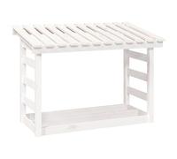 Makastle Porte-Bûches Robuste Intérieur Extérieur Range-Bûches Solide pour Bois de Chauffage Rangement Efficace, Blanc 108x64,5x78 cm Bois de pin