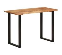 Makastle Table à Manger avec Plateau de Table en Bois Massif, Table de Cuisine avec Pied en Fer en Forme de U pour Salon Appartement, Noir 110 x 50 x 76 cm Bois d'Acacia