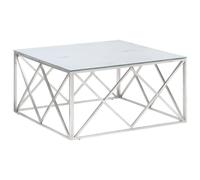 Makastle Table Basse argenté Acier Inoxydable et Verre trempé