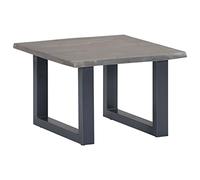 Makastle Table Basse avec Bord Naturel Gris 60x60x40 cm Bois d'acacia