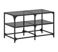 Makastle Table Basse avec Dessus en Verre Noir 78,5x40x45 cm Acier