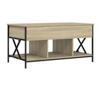 Makastle Table Basse avec Plateau Relevable, Table de Salon avec Etagère de Rangement et Compartiment Caché pour Bureau, Chêne Sonoma 100x55x50cm Bois D'ingénierie