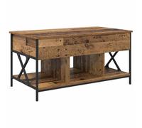 Makastle Table Basse avec Plateau Relevable, Table de Salon avec Etagère de Rangement et Compartiment Caché pour Bureau, Ancien 100x55x50cm Bois D'ingénierie