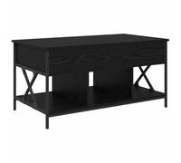 Makastle Table Basse avec Plateau Relevable, Table de Salon avec Etagère de Rangement et Compartiment Caché pour Bureau, Chêne Noir 100x55x50cm Bois D'ingénierie