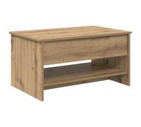Makastle Table Basse avec Plateau Relevable, Table de Salon avec Etagère de Rangement et Compartiment Caché pour Bureau, Chêne Artisanal 80x50.5x41.5 cm Bois D'ingénierie