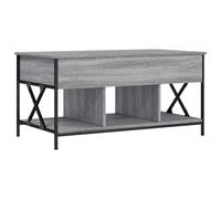 Makastle Table Basse avec Plateau Relevable, Table de Salon avec Etagère de Rangement et Compartiment Caché pour Bureau, Sonoma Gris 100x55x50cm Bois D'ingénierie