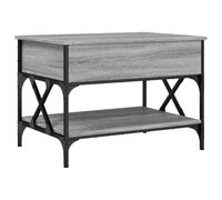 Makastle Table Basse avec Plateau Relevable, Table de Salon avec Etagère et Compartiment Caché pour Bureau, Salon, Sonoma Gris 70x50x50 cm Bois D'ingénierie et Métal
