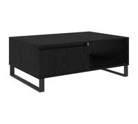 Makastle Table Basse avec Porte et Compartiment Ouvert, Table D'appoint pour Salon, Bureau à Domicile, Chambre à Coucher, Chêne Noir 90x60x35 cm Bois D'ingénierie