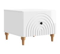 Makastle Table Basse avec Tiroir Design Arc-en-Ciel 49x50x40 cm Blanc Brillant en Bois d'Ingénierie pour Salon