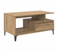 Makastle Table Basse avec Tiroir et Espace de Rangement, Table D'appoint pour Salon, Bureau à Domicile, Chambre à Coucher, Chêne Artisanal 90x49x45 cm Bois D'ingénierie