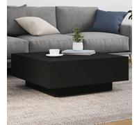 Makastle Table Basse Carrée, Table d'Appoint Moderne, pour Salon, Chambre, Montage Facile, Noir 80x80x31 cm Bois d'ingénierie