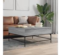 Makastle Table Basse, Plateau Relevable, Compartiment de Rangement Caché, Table de Salon Extensible, Sonoma Gris 95x95x45 cm Bois d'ingénierie et métal
