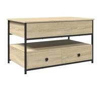 Makastle Table Basse Relevable avec Rangement Caché, Table D'appoint avec 2 Tiroirs pour Salon, Bureau, Chambre, Chêne Sonoma 85x50x50 cm Bois D'ingénierie et Métal