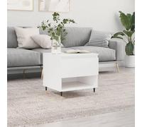 Makastle Table Basse Salon, Table de Salon avec 1 Tiroir, Style Minimaliste Simple, Bout de Canapé, Blanc Brillant 50x46x50 cm