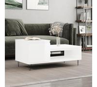 Makastle Table Basse Salon, Table de Salon avec 2 Compartiments, Style Minimaliste Simple, Bout de Canapé, Blanc Brillant 100x50x45 cm Bois d'ingénierie