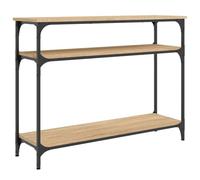 Makastle Table Console avec 3 Étagères, Étagère de Rangement, Table D'entrée avec Cadre Métal pour Entrée, Salon, Couloir, Chêne Sonoma 100x29x75 cm Bois D'ingénierie