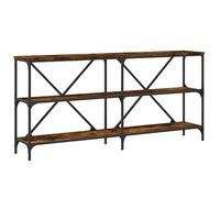 Makastle Table Console avec 3 Étagères, Étagère de Rangement, Table D'entrée avec Cadre Métal pour Entrée, Salon, Couloir, Chêne Fumé 160x30x75cm Bois D'ingénierie