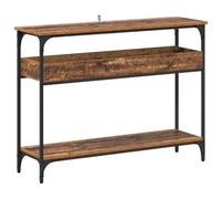 Makastle Table Console avec 3 Étagères, Étagère de Rangement, Table D'entrée avec Cadre Métal pour Entrée, Salon, Couloir, Ancien 100x29x75 cm Bois D'ingénierie