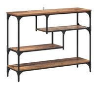 Makastle Table Console avec 4 Étagères, Petite Table de Présentation, Bout de Canapé Fine pour Salon, Couloir, Entrée, Ancien 100x30x75 cm Bois D'ingénierie