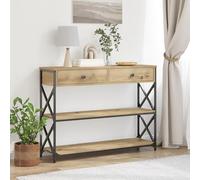 Makastle Table Console, Meuble d'Entrée, Table d'appoint avec 2 Tiroirs et 2 étagères de Rangement, Convient aux Salon et Couloir, Marron 100x28x75 cm Bois d'ingénierie