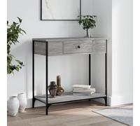 Makastle Table Console Style Industriel Table d'Appoint avec tiroir et étagère, Table d'entrée, Table d'exposition, pour Salon Entrée Couloir, Cadre en Métal, Sonoma Gris 75x34,5x75 cm