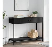 Makastle Table Console Style Industriel Table d'Appoint avec tiroir et étagère, Table d'entrée, Table d'exposition, pour Salon Entrée Couloir, Cadre en Métal, Noir 100x34,5x75 cm