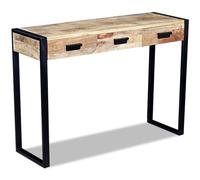 Makastle Table Console, Table d’Entrée, Bout de Canapé, Montage Facile, Meuble de Rangement Entrée ou Salon, Console Meuble d’Entrée, Table d'appoint avec 3 tiroirs Bois de manguier 110 x 35 x 78 cm
