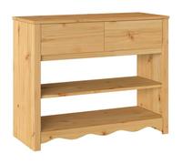 Makastle Table Console, Table D'appoint avec 2 Tiroirs et 2 Étagères pour Téléphone Portable, Book, Résistant aux Intempéries, Chêne 89.5x37x73 cm Bois Massif en Pin