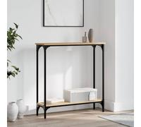 Makastle Table Console, Table d'Entrée avec 2 étagères, Bout de Canapé avec Cadre Métal, pour Entrée, Salon, Chêne Sonoma 75x22,5x75 cm Bois d'ingénierie