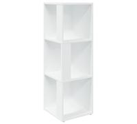 Makastle Table D'appoint avec 3 Compartiments Ouverts, Rack de Rangement, Carrée Table Basse pour Chambre à Coucher, Bureau, 33x33x100 cm Blanc Bois D'ingénierie