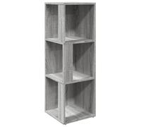 Makastle Table D'appoint avec 3 Compartiments Ouverts, Rack de Rangement, Carrée Table Basse pour Chambre à Coucher, Bureau, 33x33x100 cm Sonoma Gris Bois D'ingénierie