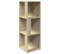 Makastle Table D'appoint avec 3 Compartiments Ouverts, Rack de Rangement, Carrée Table Basse pour Chambre à Coucher, Bureau, 33x33x100 cm Chêne Sonoma Bois D'ingénierie