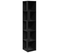 Makastle Table D'appoint avec 5 Compartiments Ouverts, Rack de Rangement, Carrée Table Basse pour Chambre à Coucher, Bureau, 33x33x164 cm Noir Bois D'ingénierie