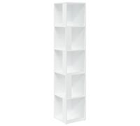 Makastle Table D'appoint avec 5 Compartiments Ouverts, Rack de Rangement, Carrée Table Basse pour Chambre à Coucher, Bureau, 33x33x164 cm Blanc Bois D'ingénierie