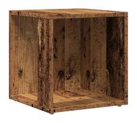 Makastle Table D'appoint avec Compartiment Ouvert, Rack de Rangement, Carrée Table Basse pour Chambre à Coucher, Bureau, 33x33x34 cm Vieux Bois D'ingénierie